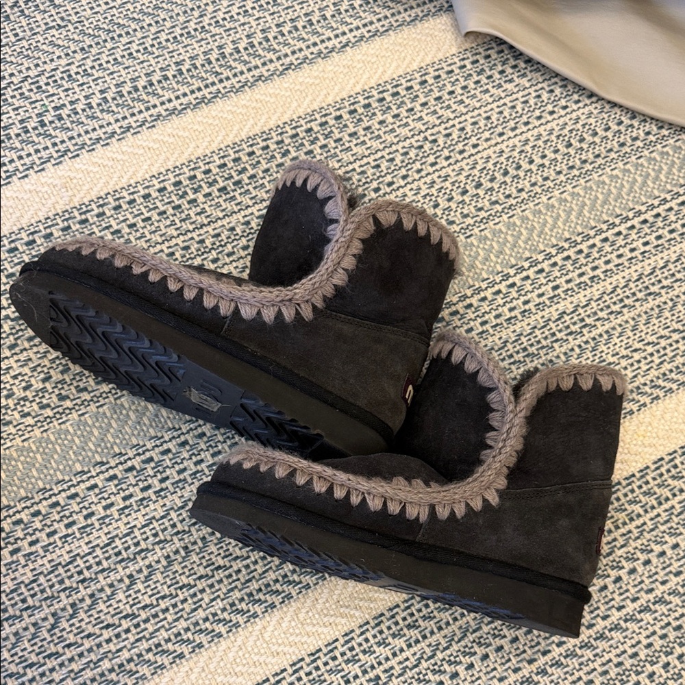 Cozy Black and Gray MOU  shearling Women's Boots - never been worn